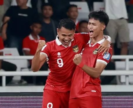Hokky Caraka meluapkan kegembiraannya usai membobol gawang Brunei, pada pertandingan kualifikasi piala dunia di Stadion Hassanal Bolkiah, Bandar Seri Begawan, Selasa (17/10/2023) malam.