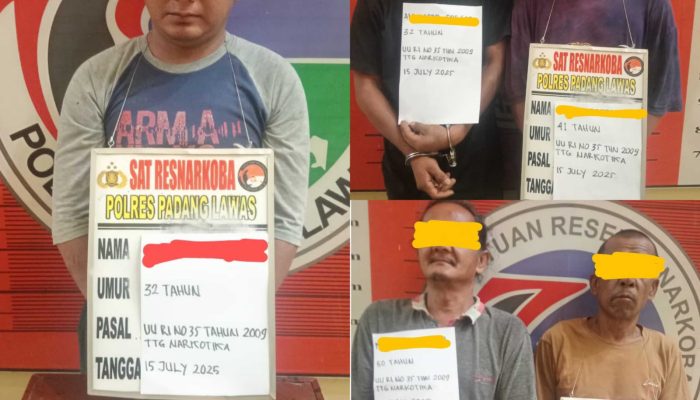GSN di Lubuk Bunut, Satresnarkoba Polres Palas Berhasil Amankan 1 Pengedar dan 4 Pengguna Sabu