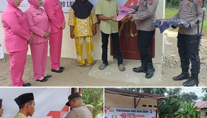 Polres Palas Serahkan Kunci Program Bedah Rumah, Dalam Rangka HUT Bhayangkara Ke-79