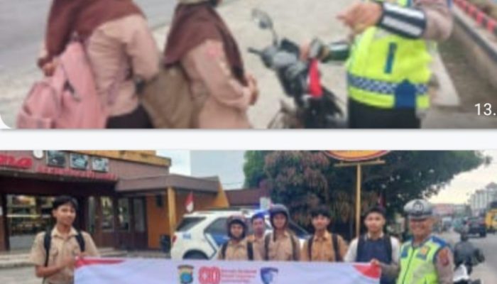 Gugah Rasa Bernegara dan Cinta Tanah Air Serta Keselamatan,Polres Sergai Bagikan Bendera Merah Putih