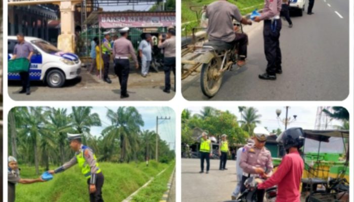 Jum’at Berkah,Satlantas Polres Sergai Bagikan Makanan, Bendera Merah Putih Sambut HUT Kemerdekaan RI ke-80