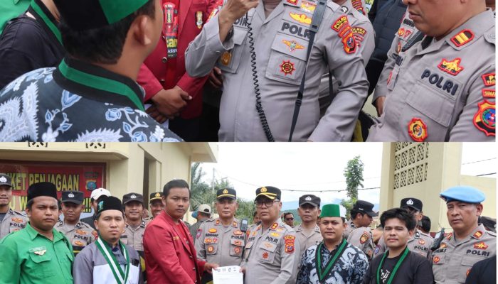 Kapolres Palas Pimpin Pengamanan dan Sambut Aspirasi Mahasiswa Cipayung Plus