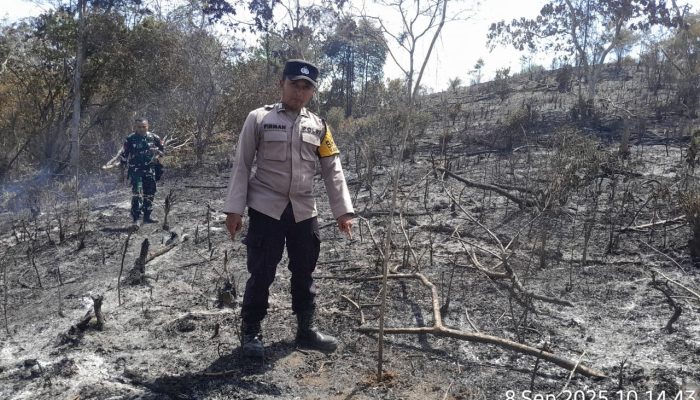 Bhabinkamtibmas Polsek Barteng Bersama Instansi Terkait dan Warga Cek Lokasi Titik Api
