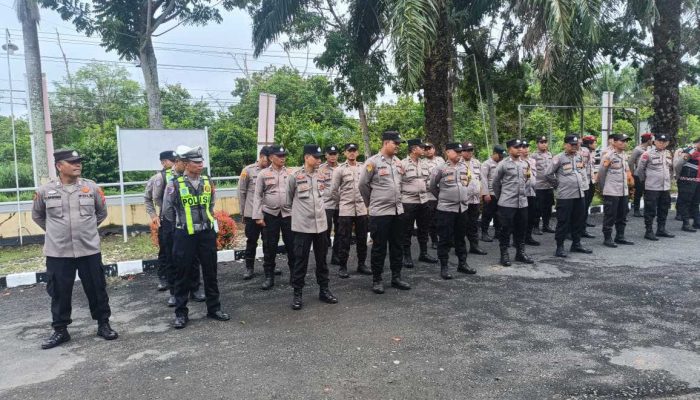 Polres Palas Gelar Pengamanan Konstatering Perkara Perdata Antara PTPN IV Dengan Koperasi Tani Sinar Fajar di PN Sibuhuan