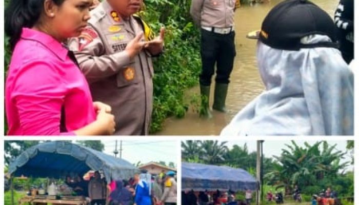 Bantu Korban Banjir,Kapolres dan Ketua Cabang Bhayangkari Polres Sergai Tinjau Lokasi Dapur Umum